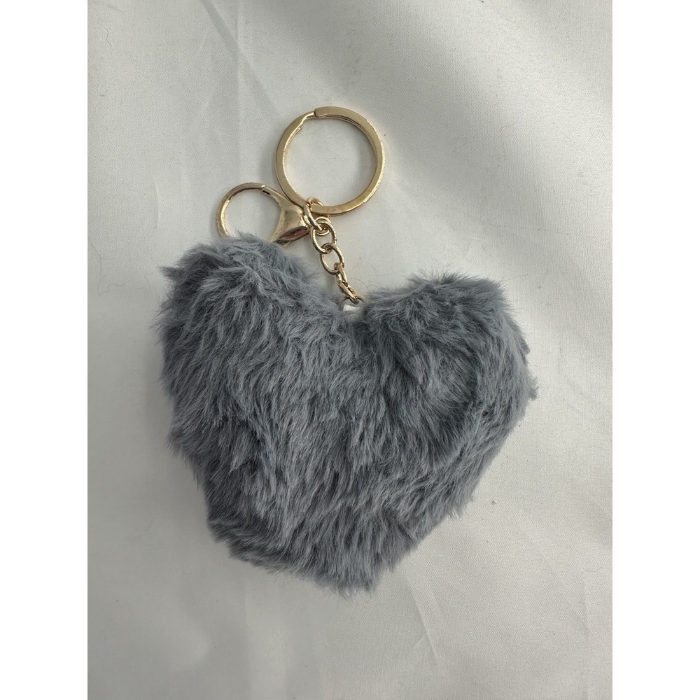Heart Pom purse keychain - Gray